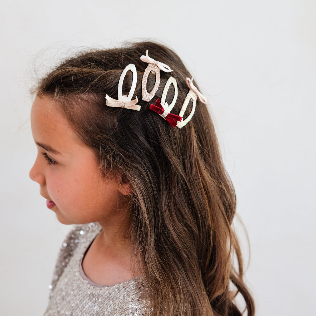 Skinny Bow Clips PINK