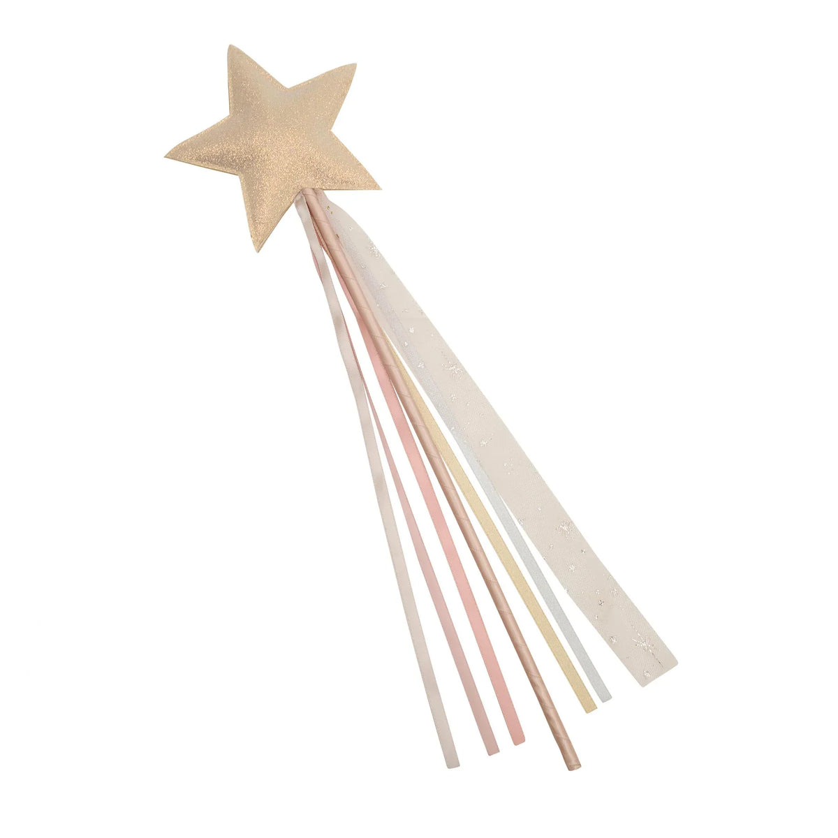 mimi and lula pretty sparkly wand shimmer with gold glitter star and pastel satin ribbon tassels