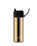 frank green 20oz chrome gold ceramic reusable bottle with black flip straw lid