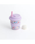 Chino Club Mermaids and Unicorns Babychino Cup 4oz, lavender bamboo cup with straw