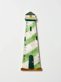 Jones & Co mariner lighthouse hand-painted capiz wall art in green and cream