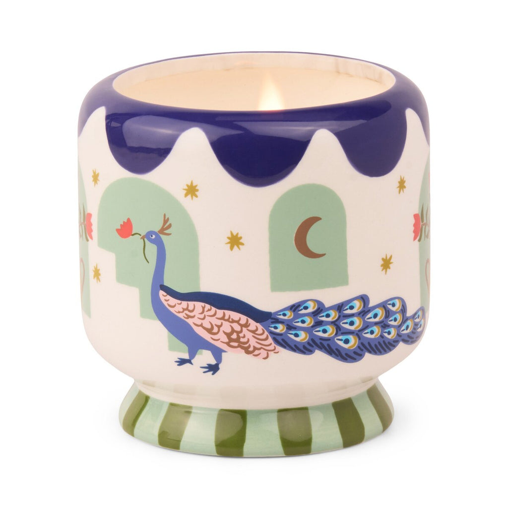 A Dopo 8oz/226g Peacock Ceramic Candle - Misted Lime
