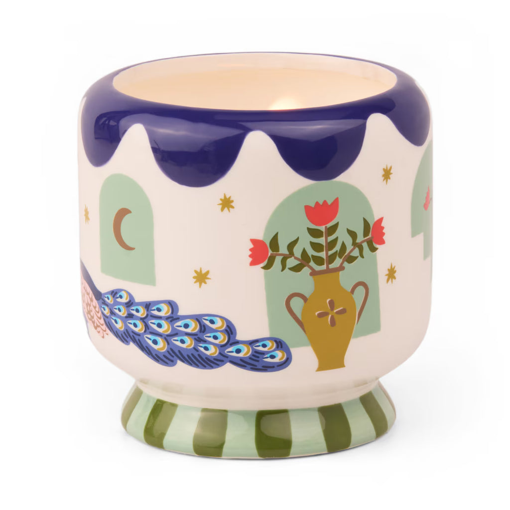A Dopo 8oz/226g Peacock Ceramic Candle - Misted Lime