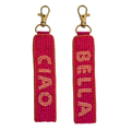 zoda ciao bella red and pink beaded keychains with gold lobster clasps