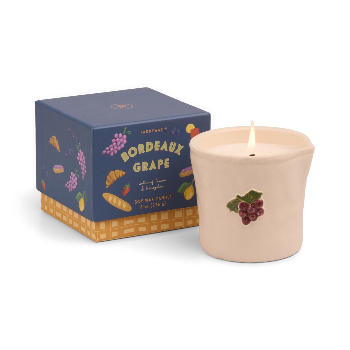 Bistro 8oz/226g Grapes Embossed Ceramic Candle - Bordeaux Grape Boxed