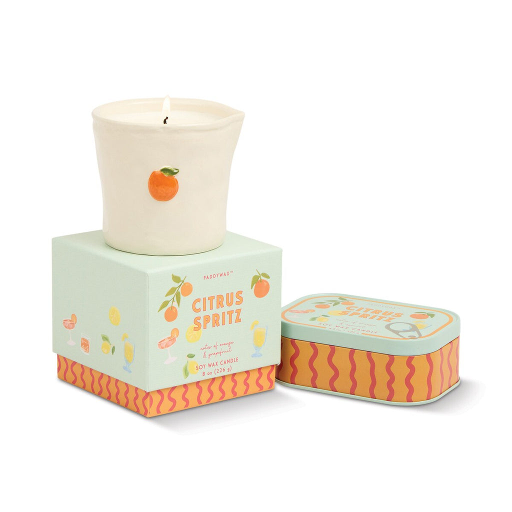 Bistro 8oz Ceramic w/ Embossed Orange & Printed Box - Citrus Spritz