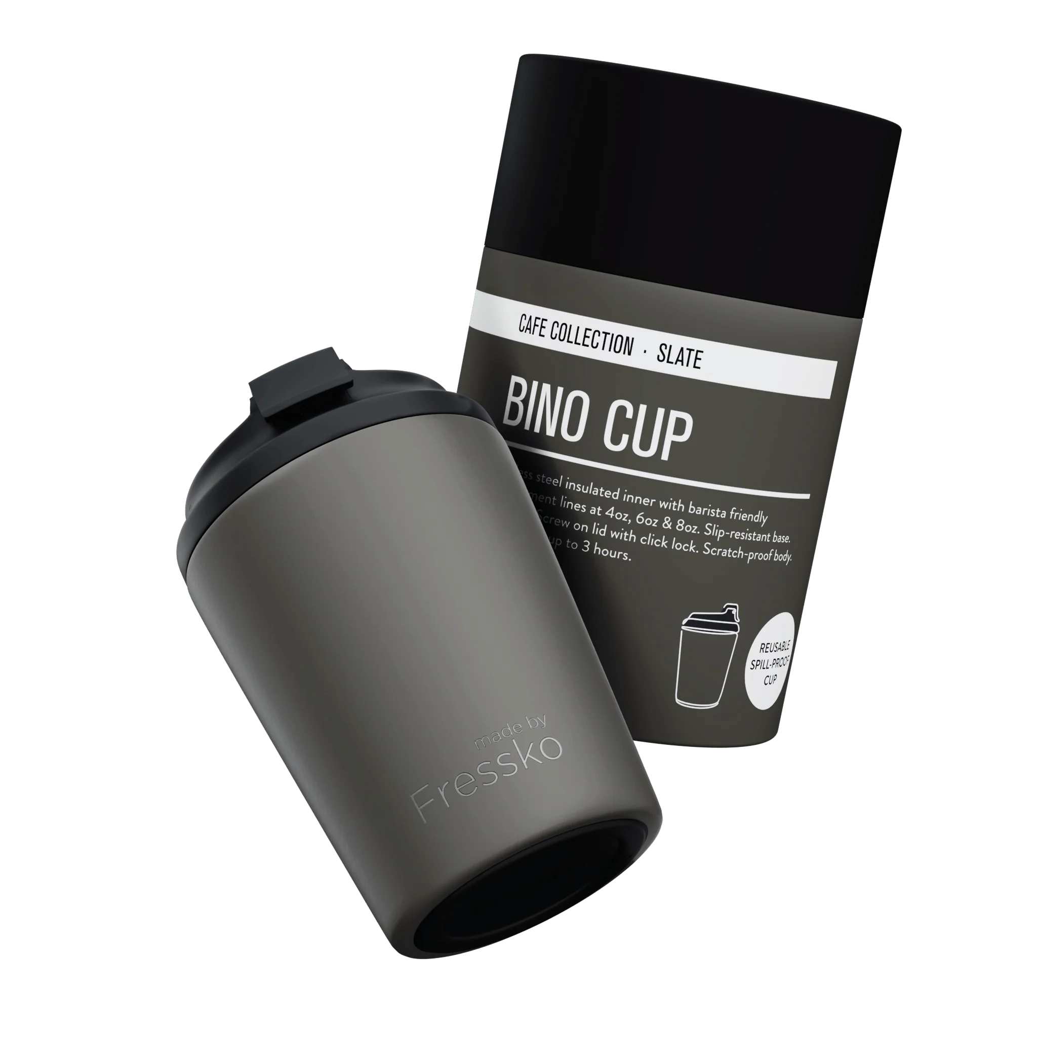 Reusable Coffee Cup - Bino 8oz Slate