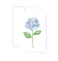 ellen walsh designs hydrangea greeting card with blue watercolour floral illustration and white envelope