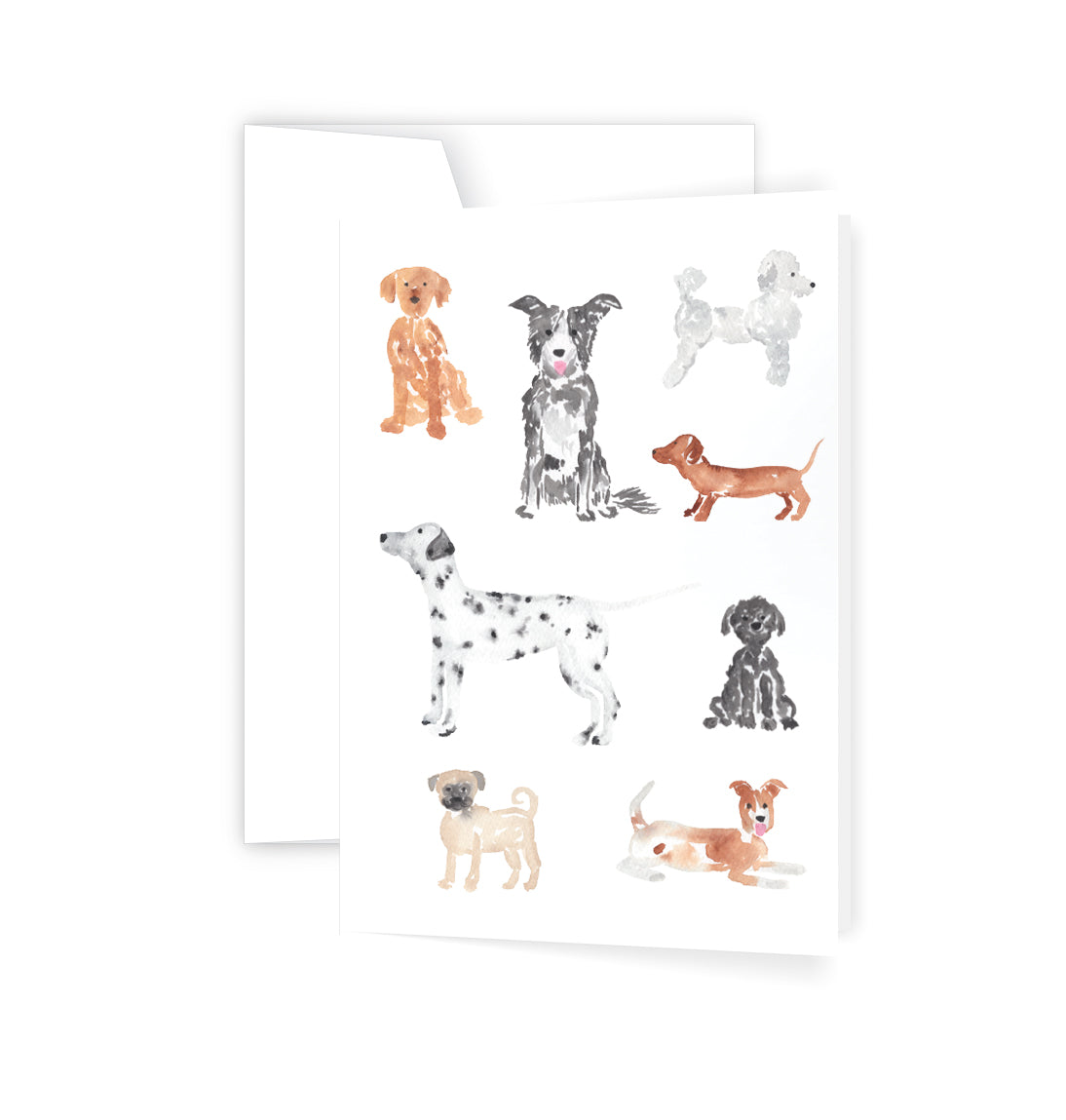 ellen walsh designs pups greeting card with eight watercolour dog breed illustrations