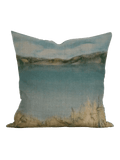 cc interiors island summer linen cushion cover with painted coastal seascape in soft teal and sand tones