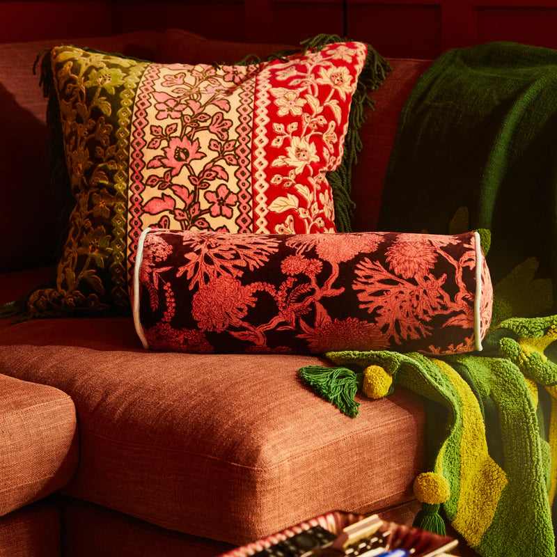 Delphine Velvet Bolster Cushion Feather Insert