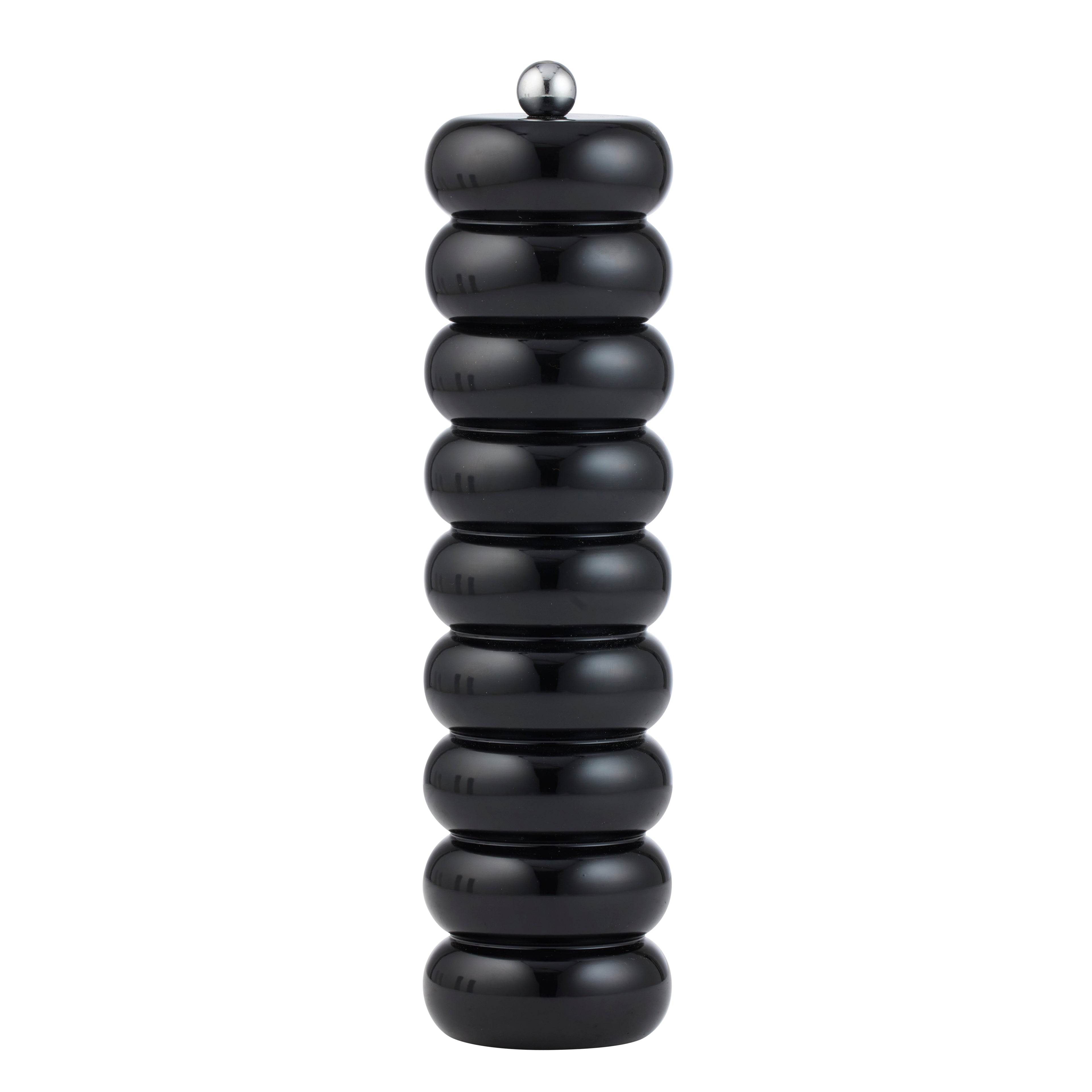 Black pepper grinder on a white background