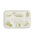Decorative tray with illustrations of food items and text on a white background