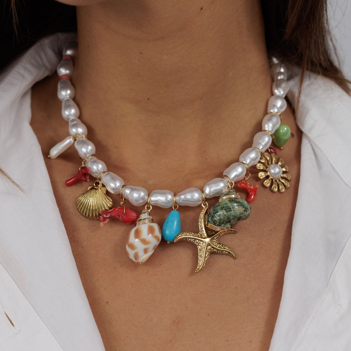 Pearl Charm Necklace STN41818