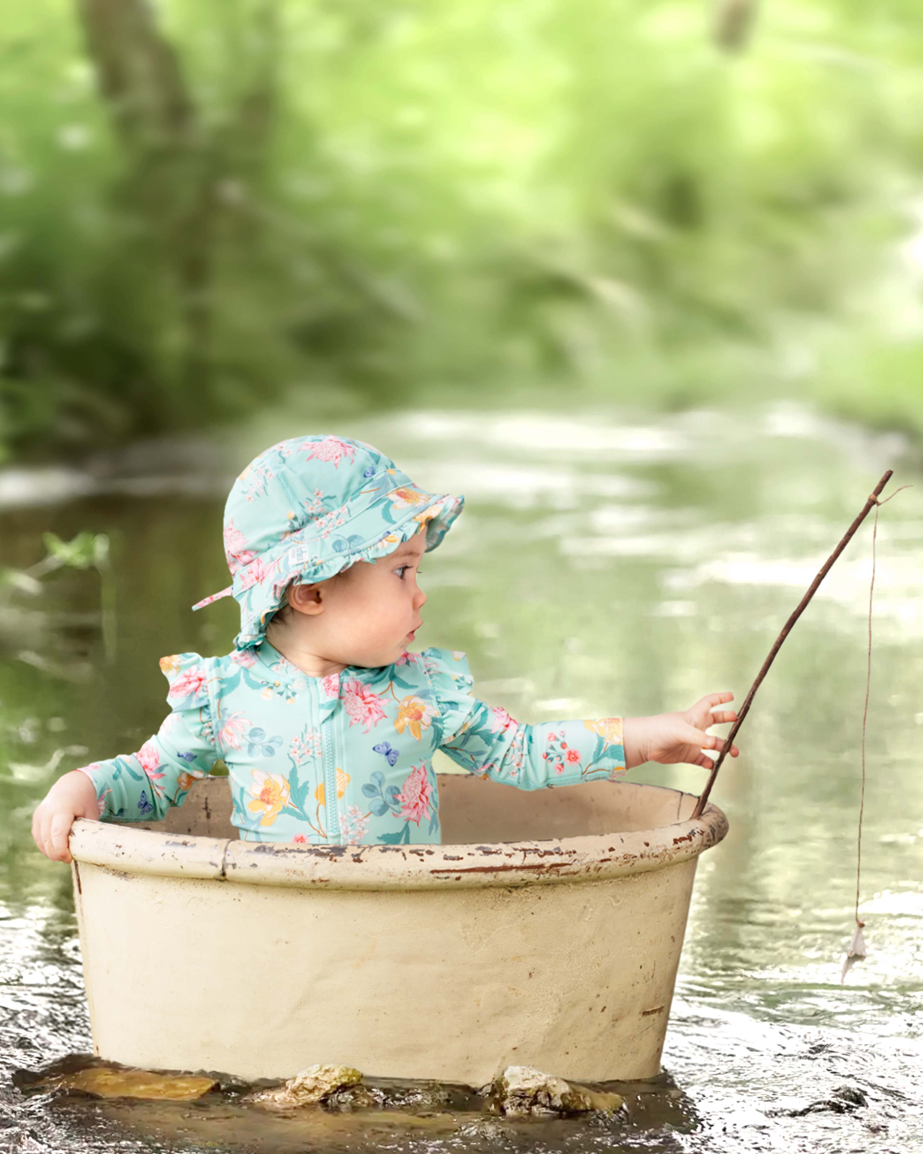 Swim Bell Hat Ripple - Waratah Mint