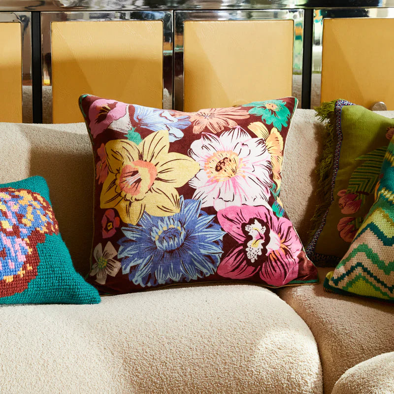 Ines Velvet Cushion - Burnt Sienna Feather Insert