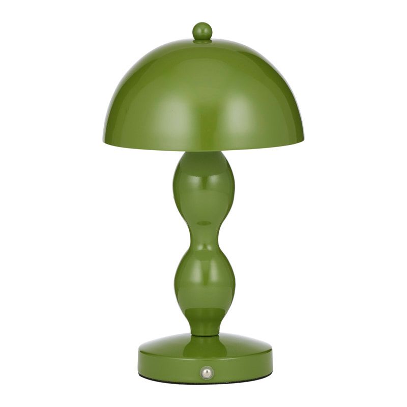 coast to coast ortez olive green metal touch lamp with dome shade and bobbin stem