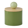 axis wood storage jar green with natural wood lid and ball knob