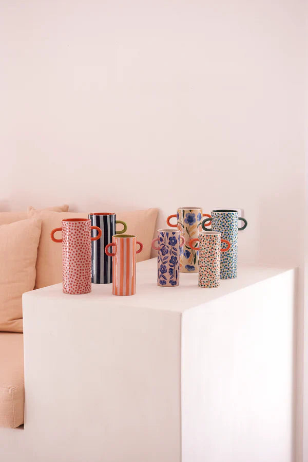 Griffe Blue Stripe Tall Vase