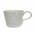 CC Interiors Frette Cup, white ceramic with embossed fret pattern and short handle