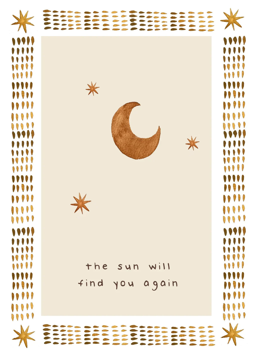 harvey-walker studio "the sun will find you again" greeting card with kraft envelope