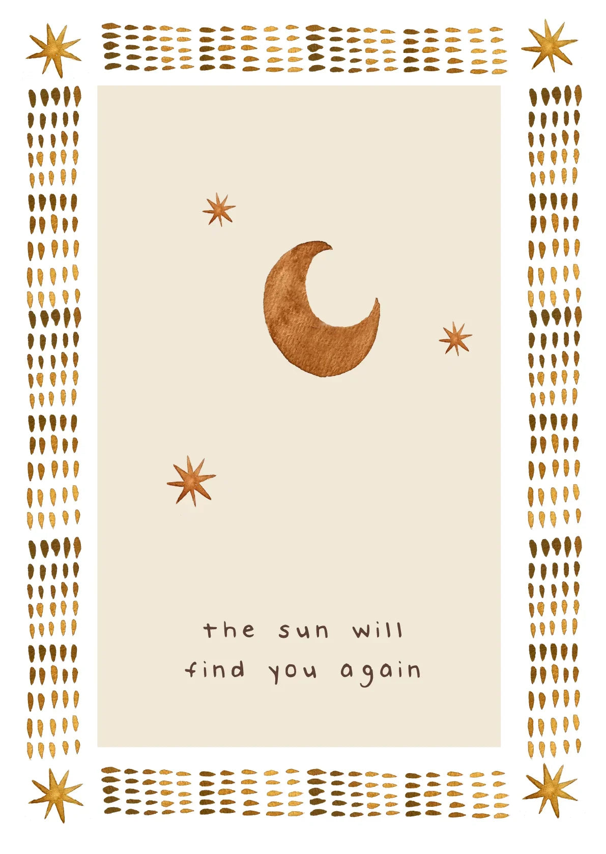 harvey-walker studio "the sun will find you again" greeting card with kraft envelope