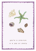 Harvey-Walker Studio "You're a Starfish in a Sea of Shells" greeting card with kraft recycled envelope
