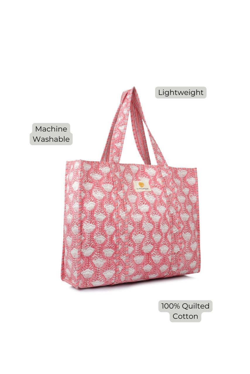 Cotton Tote Bag - Pink Tulip