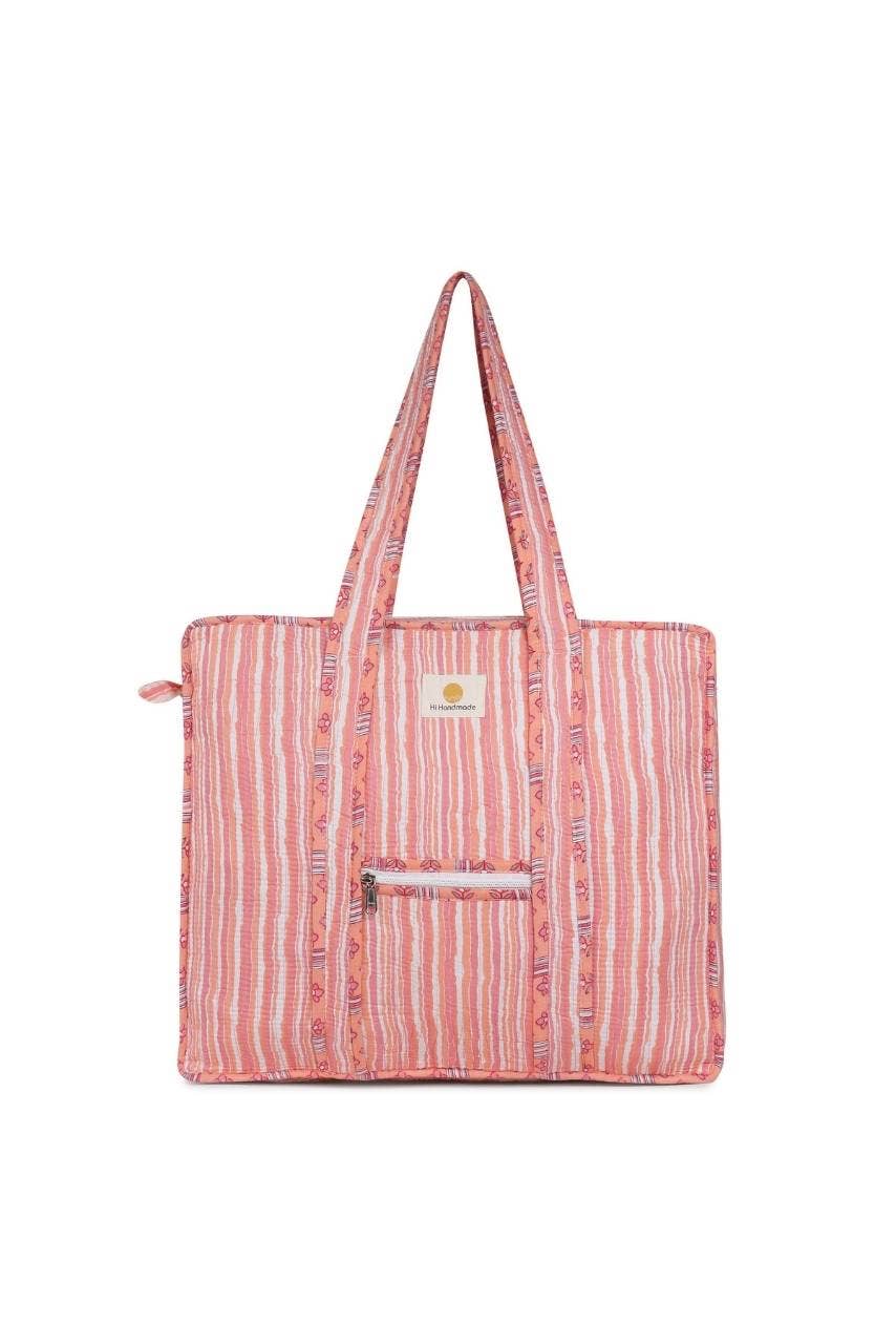 Cotton Tote Bag With Zip - Cronulla Stripe