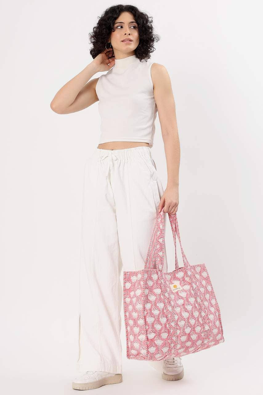 Cotton Tote Bag - Pink Tulip
