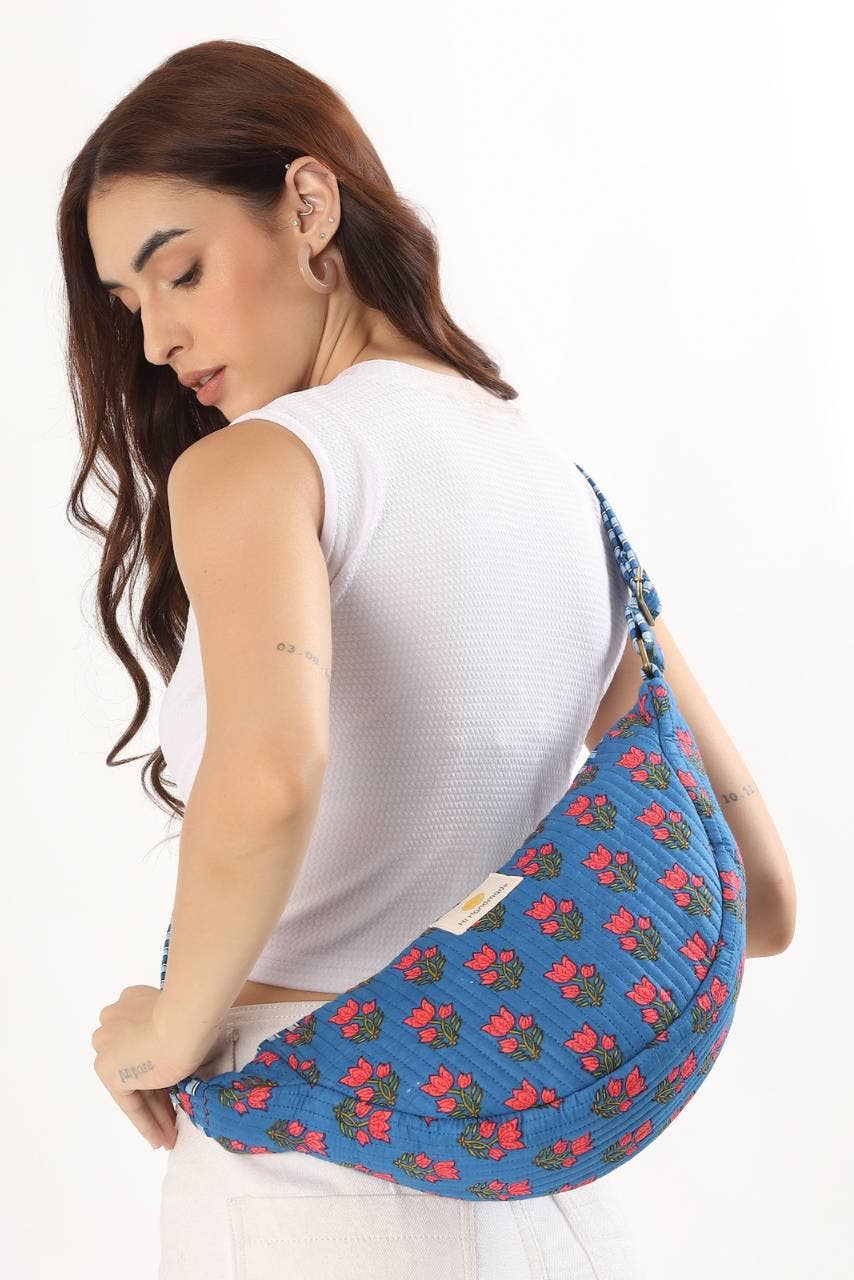 Cotton Sling Bag - Blue