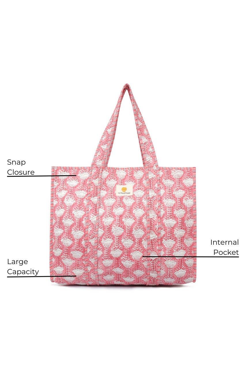 Cotton Tote Bag - Pink Tulip