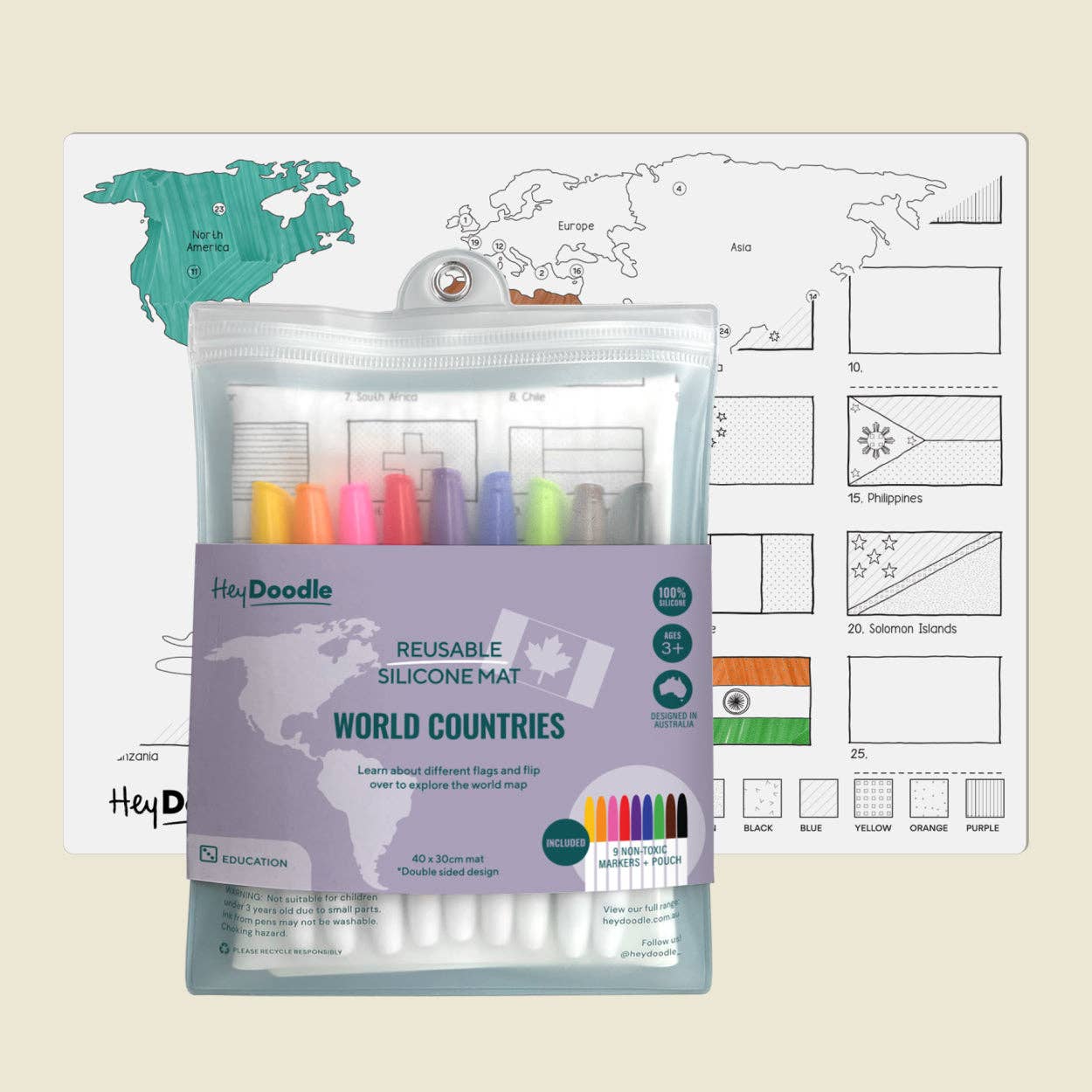 World Countries Classic Colouring & Doodle Mat