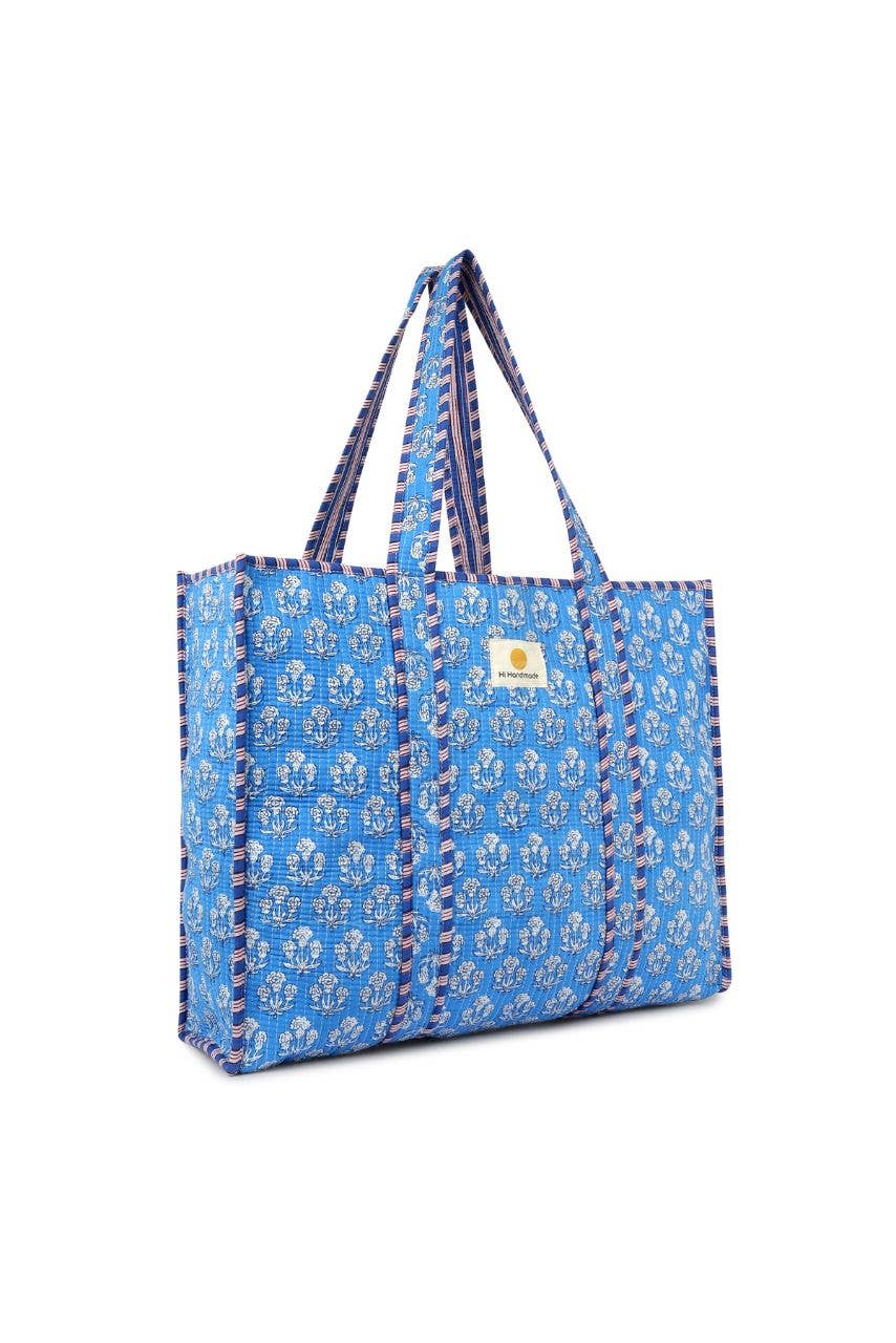 Cotton Tote Bag - Blue Daisy