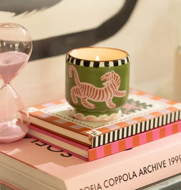 Adopo Tiger Ceramic Candle - Black Cedar & Fig Boxed