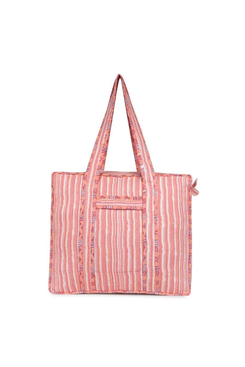 Cotton Tote Bag With Zip - Cronulla Stripe