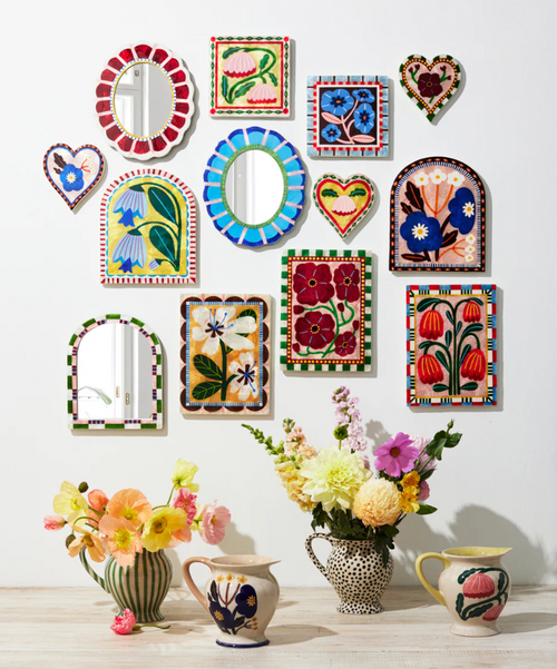 Bloom Nouveau Red Rectangle Wall Art