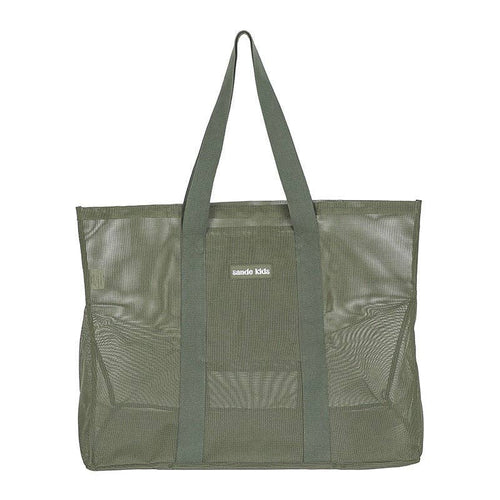 sande olive green mesh beach tote bag with long shoulder handles – view 2
