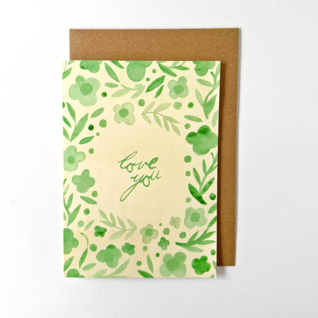Love You (green flowers)