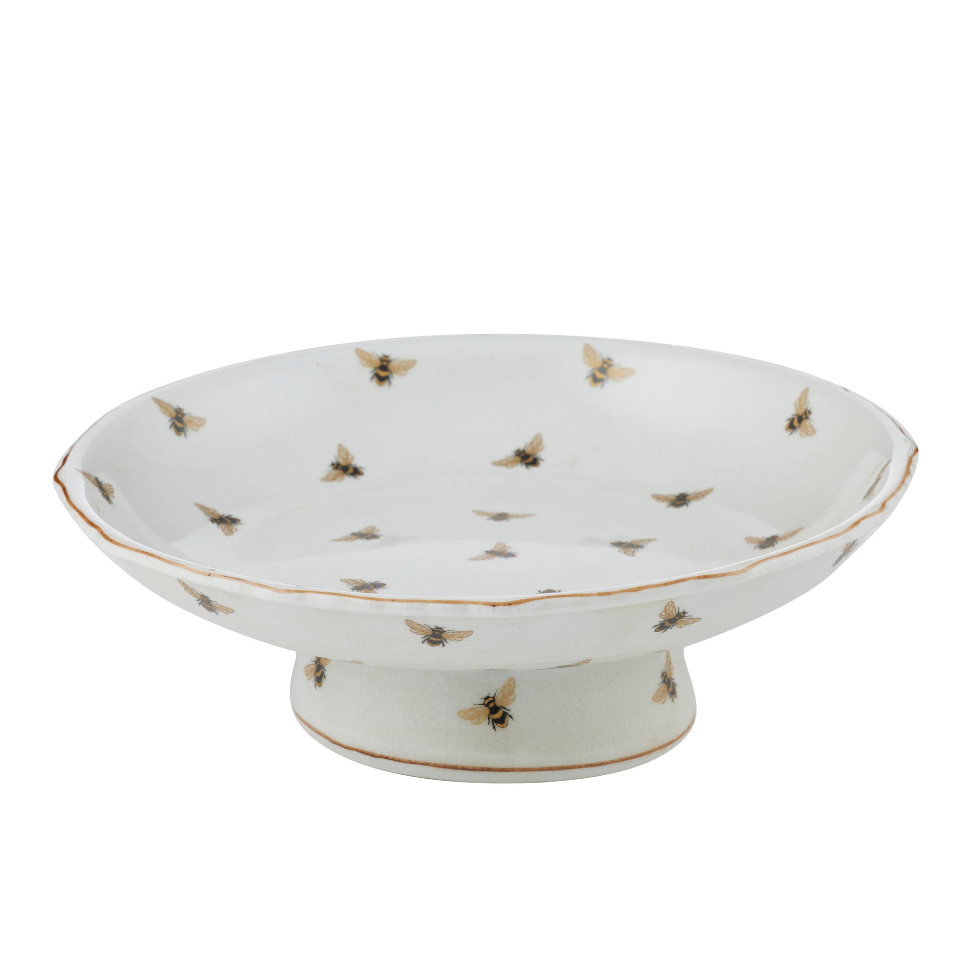 Apiary Cer Footed Plate 26.5x8.5cm Gold