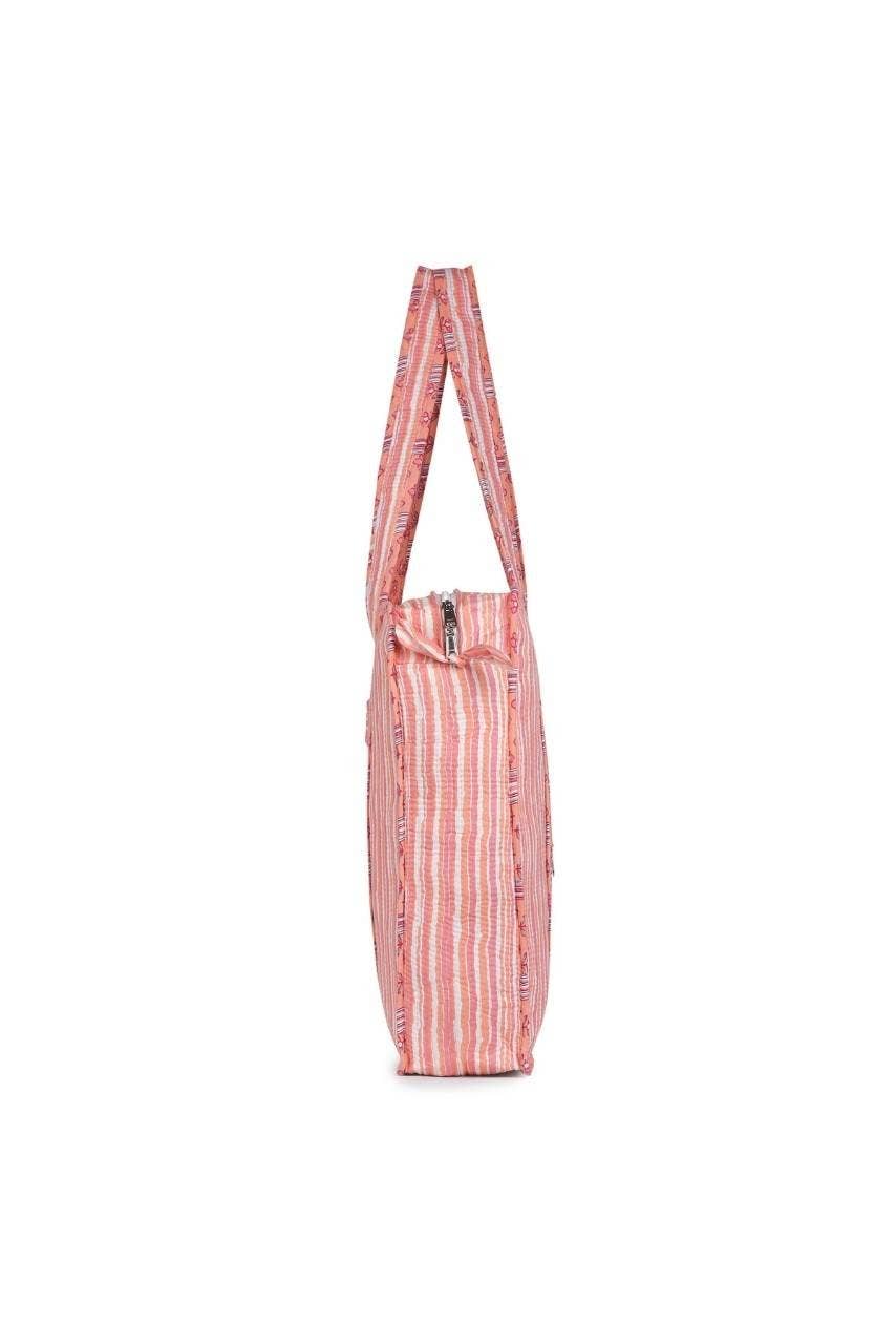 Cotton Tote Bag With Zip - Cronulla Stripe