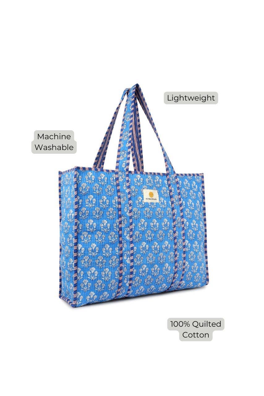 Cotton Tote Bag - Blue Daisy