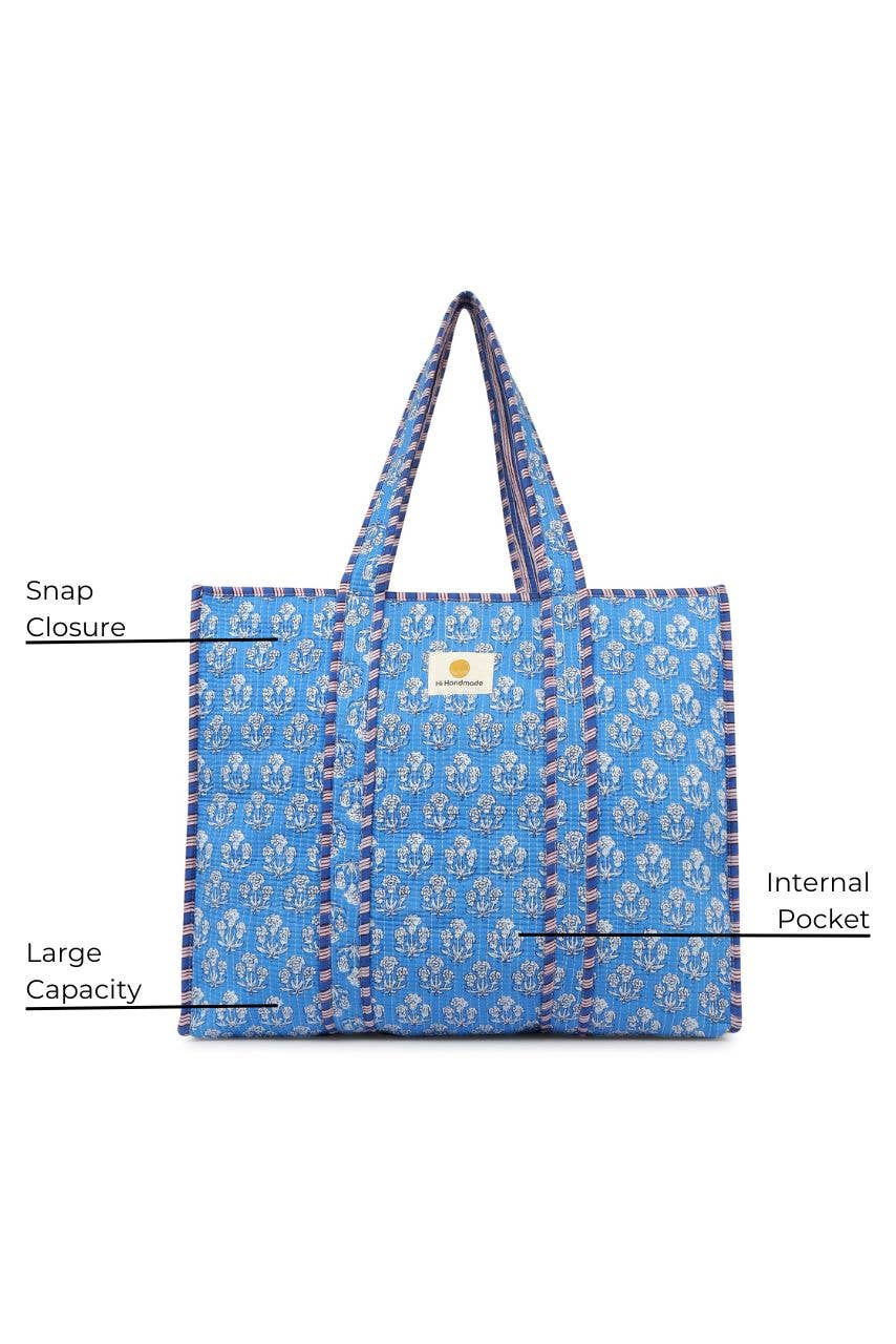 Cotton Tote Bag - Blue Daisy