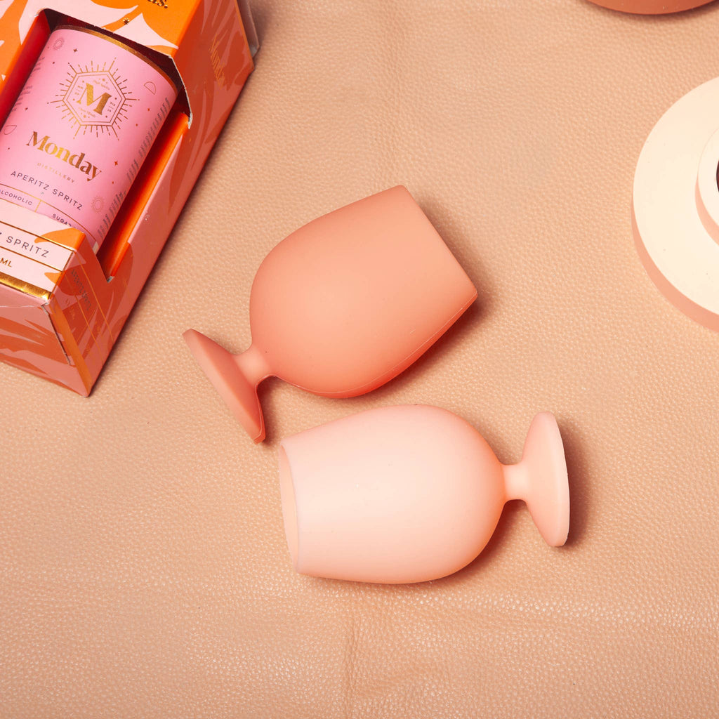 Terra + Peach | Stemm | Silicone Unbreakable Wine Glasses