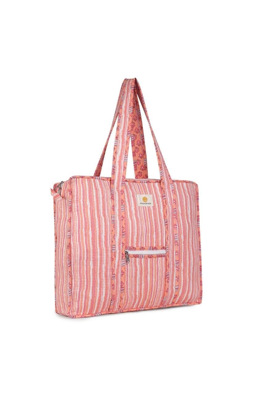 Cotton Tote Bag With Zip - Cronulla Stripe