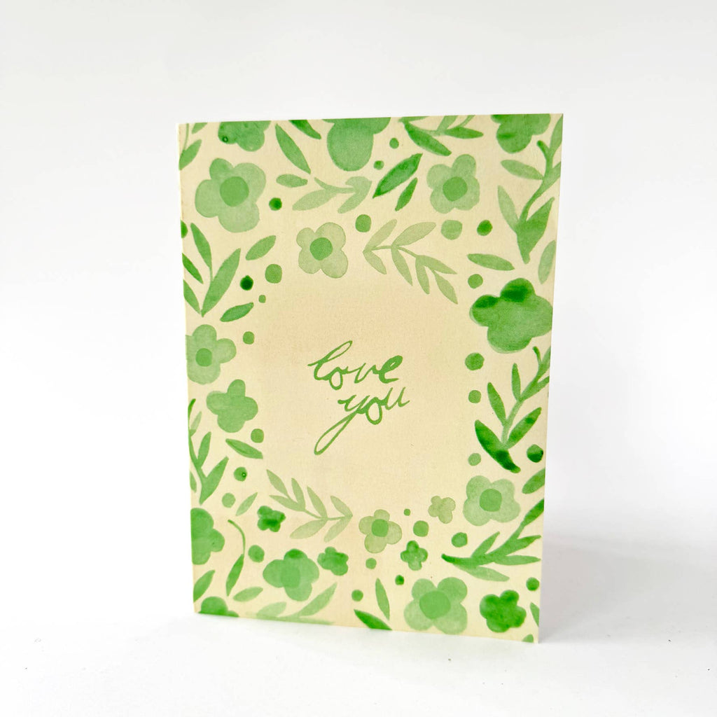Love You (green flowers)
