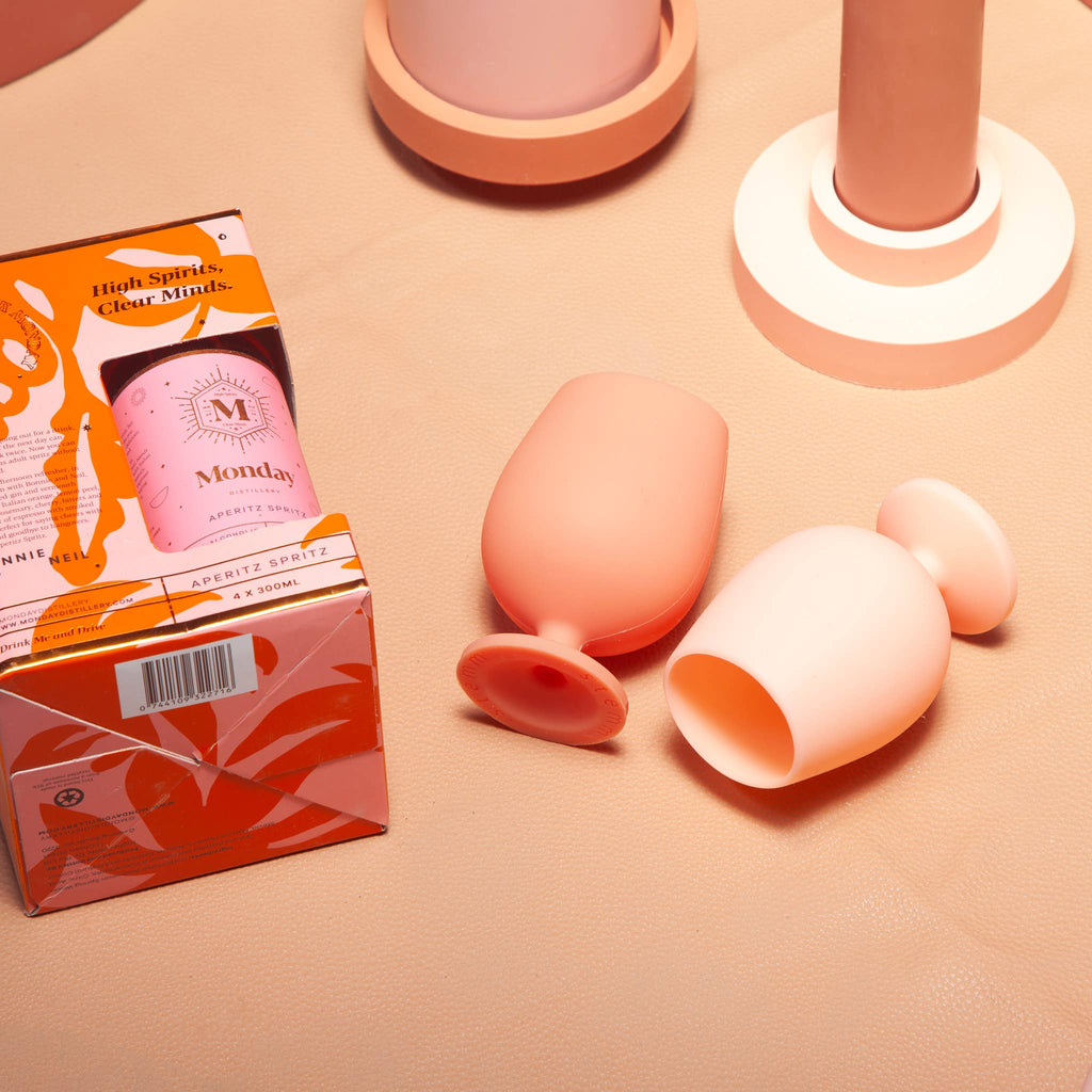 Terra + Peach | Stemm | Silicone Unbreakable Wine Glasses