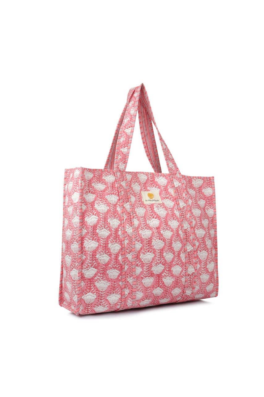Cotton Tote Bag - Pink Tulip