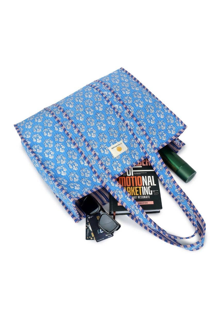 Cotton Tote Bag - Blue Daisy