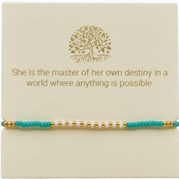 Aqua, White and Gold Inspiration Bracelet